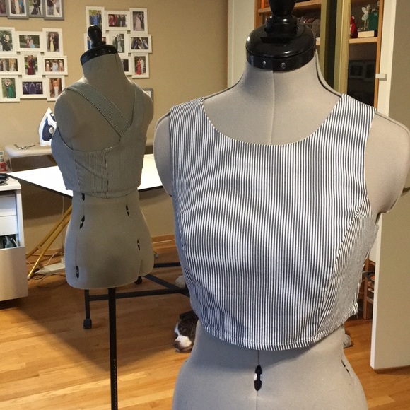 Luca Couture Striped Crop Top Small S - Picture 1 of 4
